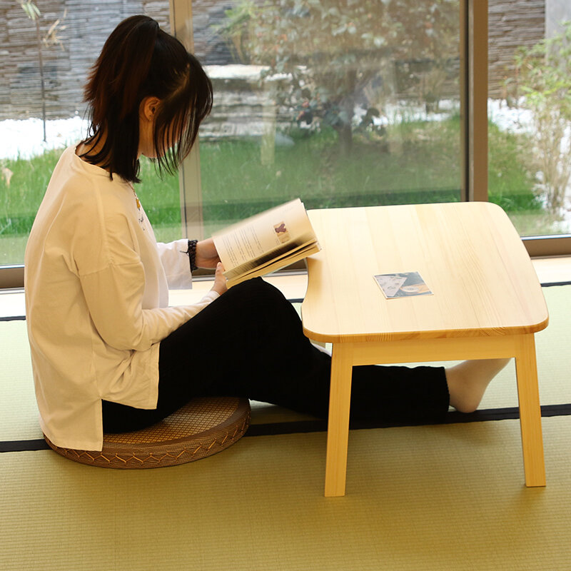 Mesa pequeña de Tatami, mesa de centro pequeña japonesa plegable de madera maciza, mesa baja para dormitorio