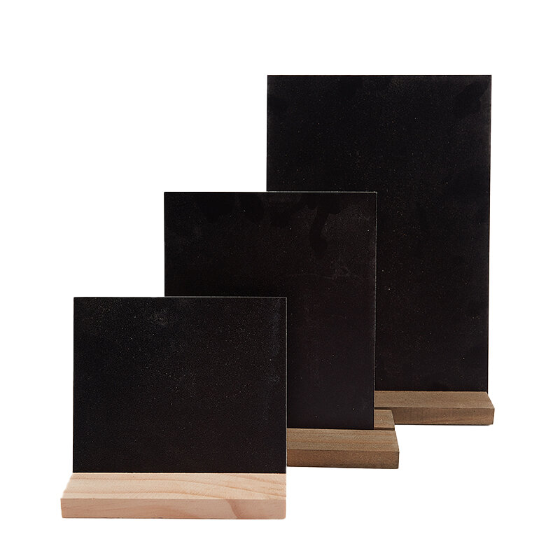 木製ベースメッセージボード、黒黒板、メモバーテーブル場所カード、黒板ディスプレイサイン、価格タグ