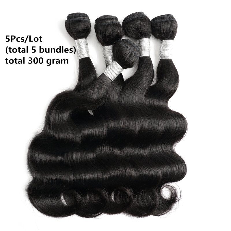 KissHair Body Wave Human Hair Bundles 12 to 22 Inch Remy Indian Hair Extensions 60g/Bundle Natural Black Color Double Weft Hair