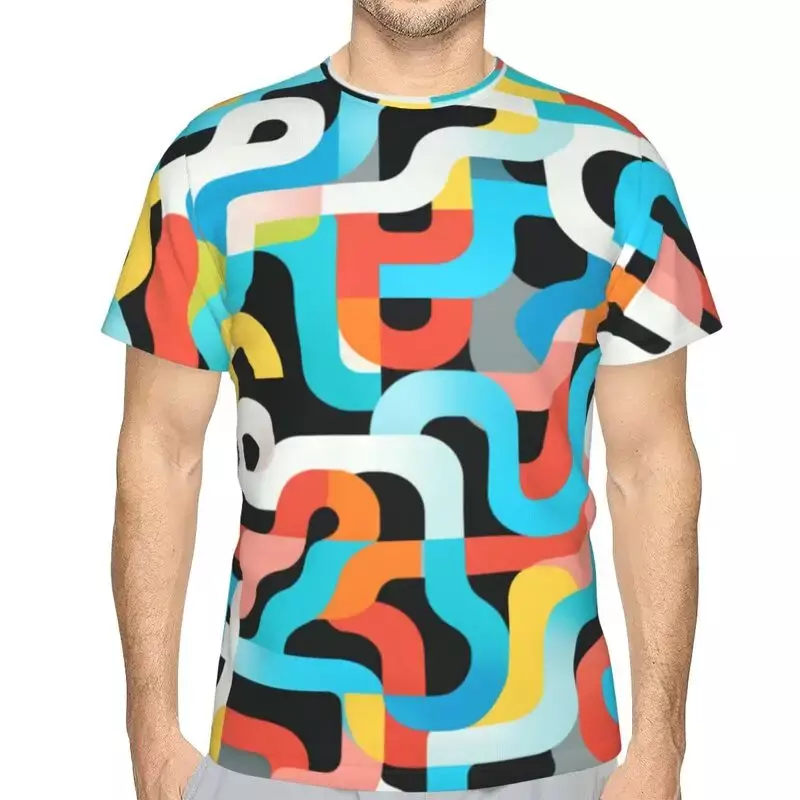 Camiseta de manga curta masculina, estampada com estampa 3D, top solto grande, roupa legal, respirável, moda de rua, verão, Y2K