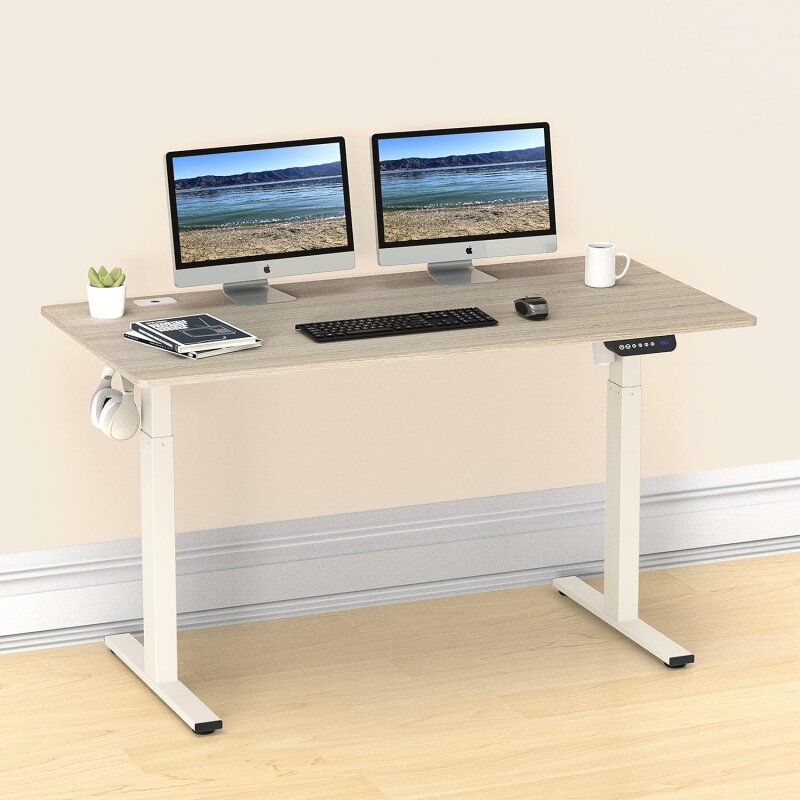 SHW-escritorio de pie eléctrico grande, 55x28 pulgadas, de altura ajustable, de arce