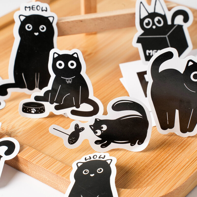 علامات سلسلة القطط السوداء لتزيين ألبوم الصور ، ملصق التسمية ، 12 عبوة لكل مجموعة