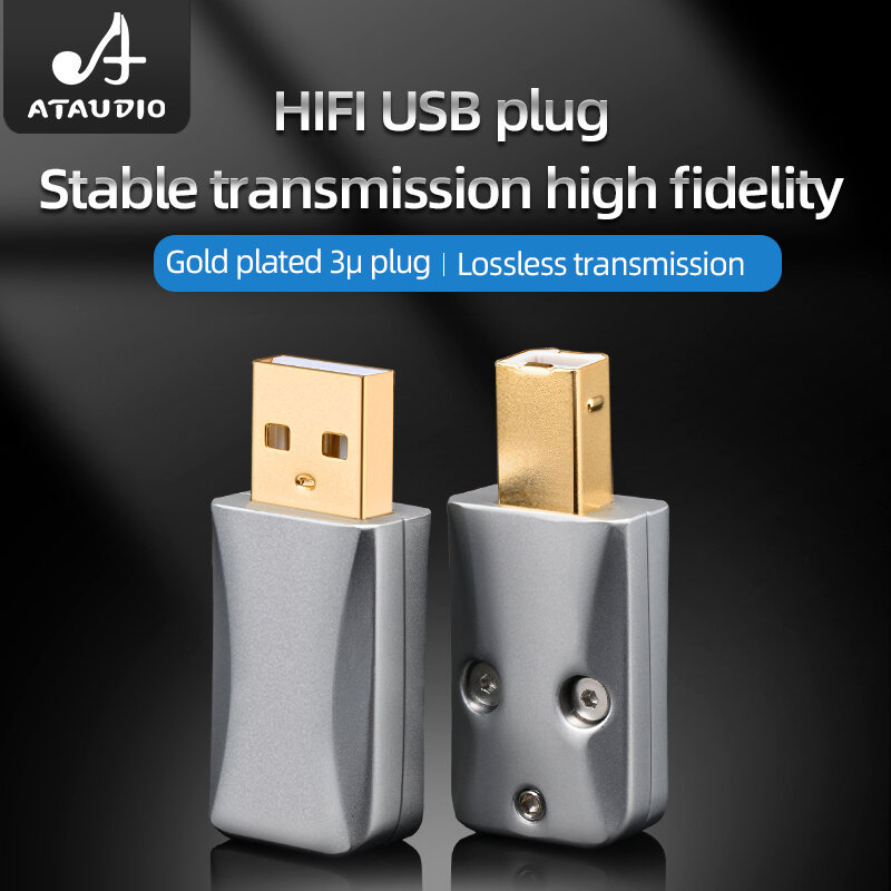 HIFI-enchufe USB 2,0 chapado en oro de 24K, Conector de cubierta de bronce tipo A macho 2,0, Puerto tipo B