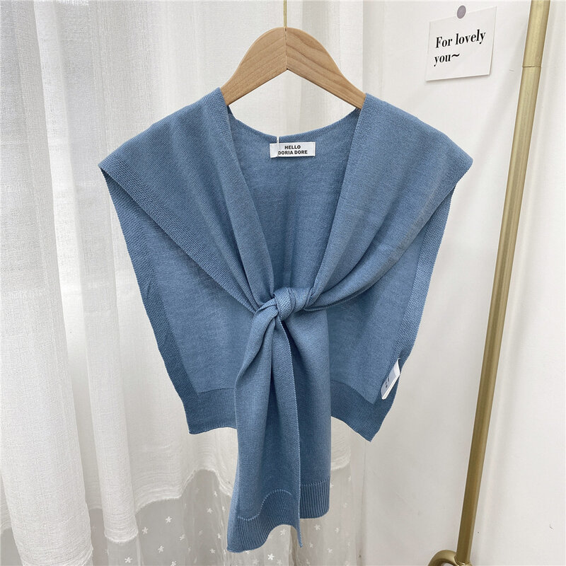 2022 New Knitted Shawl Women's Summer Outside Air-conditioned Room Cloak Spring Autumn Korean Fashion Shoulder Beige