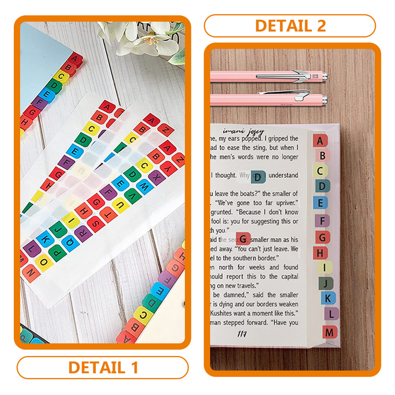30 Sheets of Sticky Page Tags Alphabet Tabs Notepad Adhesive Page Markers Alphabet Tabs