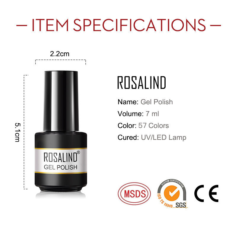 Rosalind-esmalte gel híbrido, mudança de cor, semi-permanente, para nail art, revestimento base superior