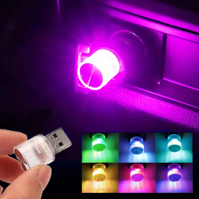 سيارة USB صغيرة LED الضوء المحيط الداخلية جو مصابيح الديكور البيئة السيارات الكمبيوتر الكمبيوتر المحمولة ضوء التوصيل اللعب