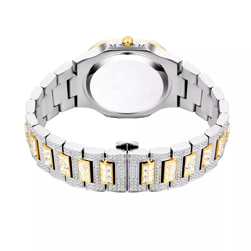 Hip Hop Gold Watch for Men Bling Full Diamond Mens Watches Man Fashion Quartz Wristwatch Waterproof Iced out Steel Male Clock
