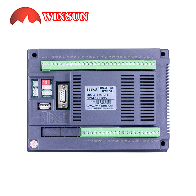 Écran tactile tout-en-un HMI PLC 7 pouces, avec panneau intégré PLC 0-10V 4-20MA analogique MODBUS RTC, sortie relais et Transistor