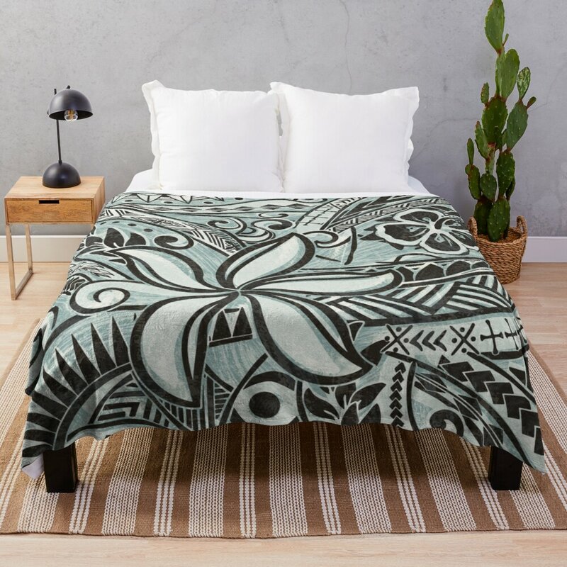Couverture de jet d'ardoise hawaïenne pour le lit, jet d'impression d'océan, cheveux, concepteur de luxe