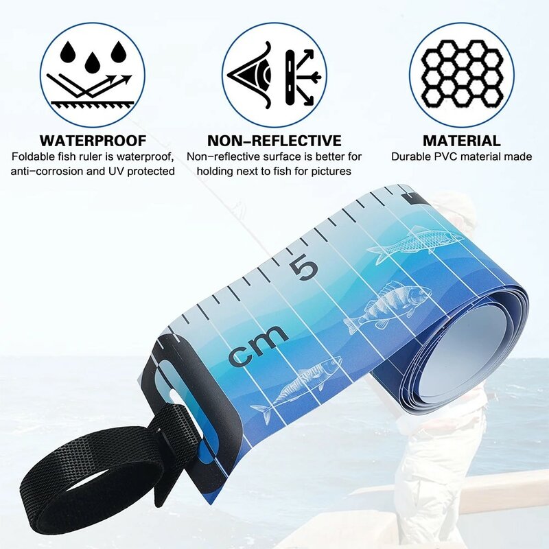 1Pcs Waterproof Fish Measuring Ruler 90cm/35in Foldable Fishing Measuring Tape Sticker Fishing Accessories Tackle Tool