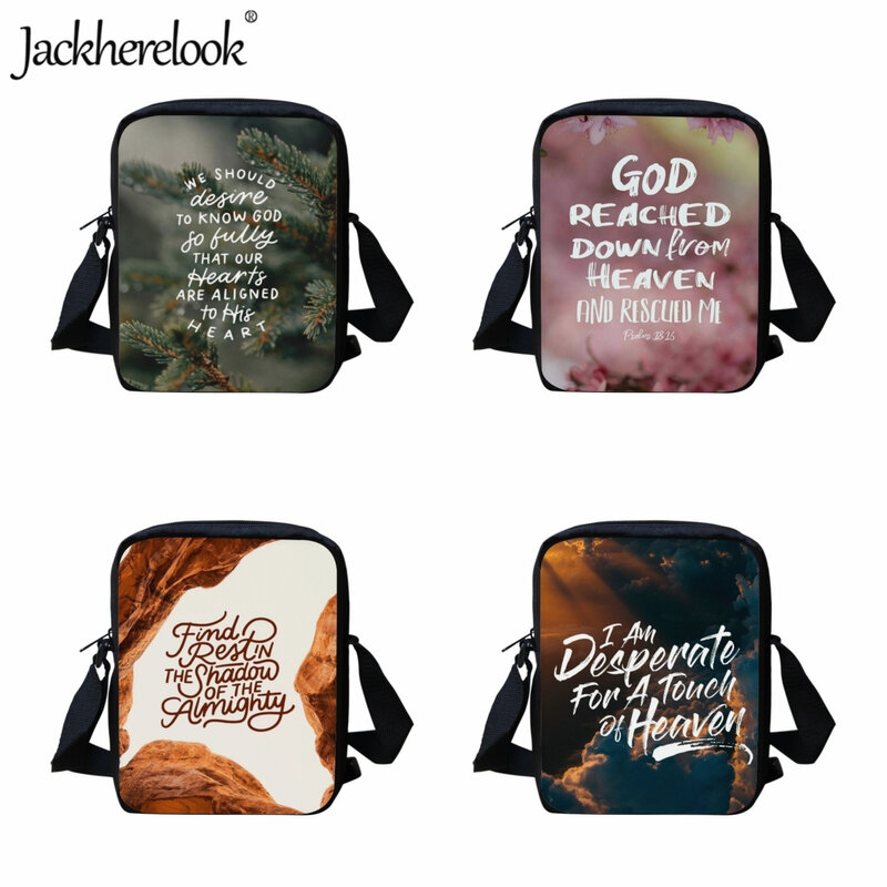 Christian Church Women's Messenger Bag Daily Small Capacity Adjustable Shoulder Bag Bible Hymn Verses Print Ladies Crossbody Bag