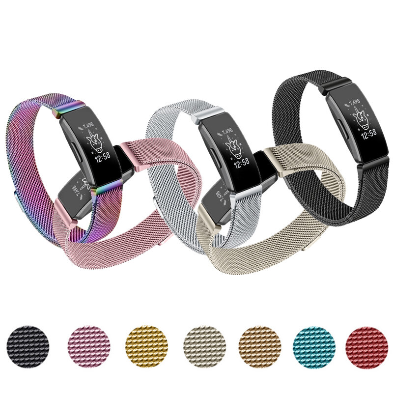 Untuk Fitbit Inspire 2 Band Strap Jam Tangan Pintar Gelang Logam Magnet Gelang Milan Pengganti untuk Fitbit Inspire 2 Band