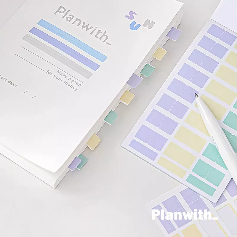 32 fogli adesivi a colori chiari profondi segni di classificazione del libro etichette per etichette indice Memo pad Scrapbooking Journal Planner Stickers