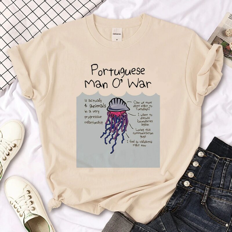 Camiseta gráfica de medusa feminina, camiseta verão, roupa feminina, japonês, mangá