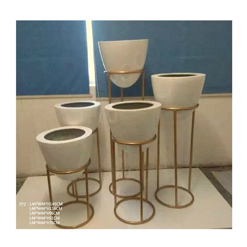 High Quality Fiberglass Flower Planter Pot Mold, Decorative Large White Color Iron Flower Pot Stand