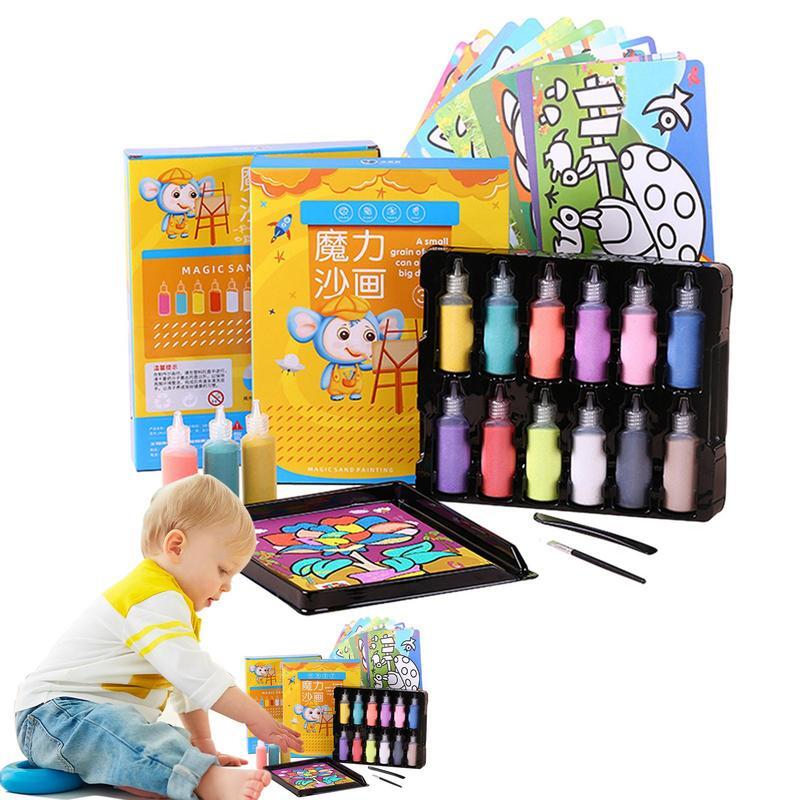 Sand Painting Kits For Kids Art Sand Scenic Sand 12 Colors Sand Painting Craft Kit With Sand Art Painting Cards For Wedding