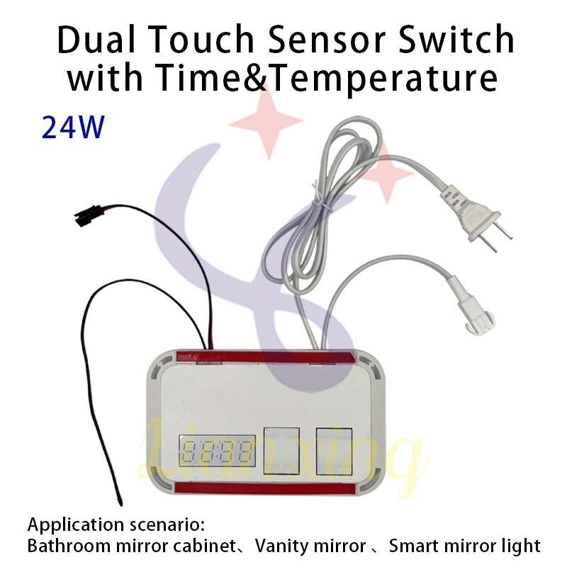 Smart Switch Touch Sensor led dimmable power supply Anti Fog Dual touch switch mirror Time Temperature Display board switch