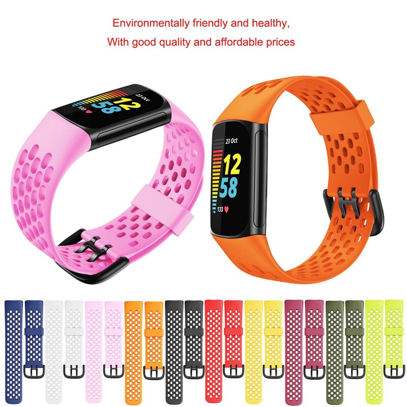22mm Silicone Strap For Fitbit Change 5 Silicone Breathable Sports Bracelet Replacement Strap Activity Tracker Women Men