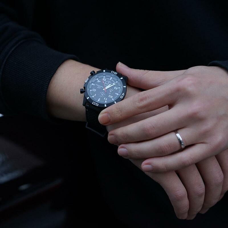 Men's Fashion Watch Sports Big Dial Calendar Date Watches Silicone Strap Casual Wrist Watch Luxury Business Men Watch