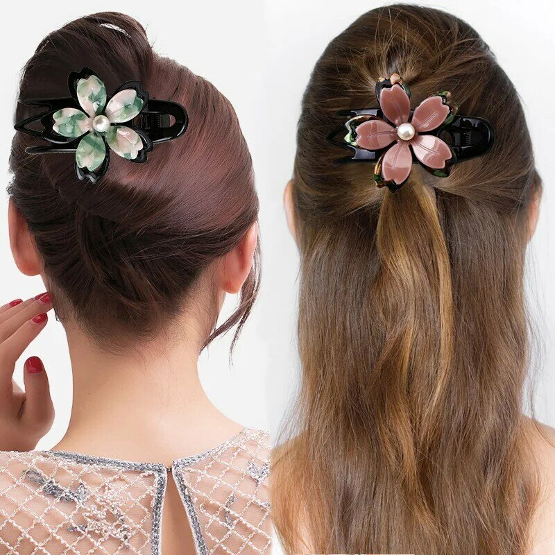 YWYHJ grandi fiori capelli artiglio perla forcine Trident capelli artiglio clip accessori per capelli per le donne ragazze
