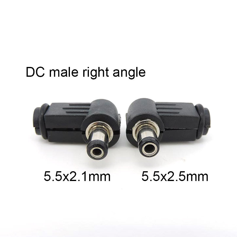 DC 암수 전원 플러그 잭 소켓 어댑터, 5.5mm * 2.5mm, 2.1mm, 직선 직각 90 도 커넥터, 5.5*2.5mm, 5521 A7