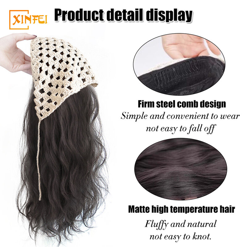 High-temperature Hair Synthetic Wig Women's New Hairband Pastoral Triangular Scarf One-piece Fluffy Water Ripple Long Curly Hair