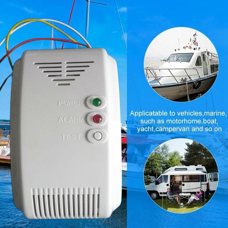 RV Camping Safety Propane Butane Sensor 12V Gas Alarm Natural Motor LPG Sound Camper Flash LED Alarm Marine Sensor C2I0