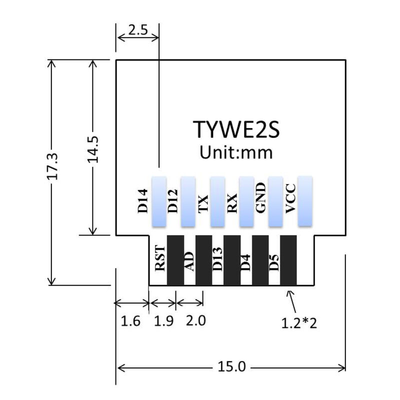 Transmisi Transparan Nirkabel ESP-02S TYWE2S Modul Wi-Fi Seri Paket Jari Emas ESP8285 Kompatibel dengan ESP8266