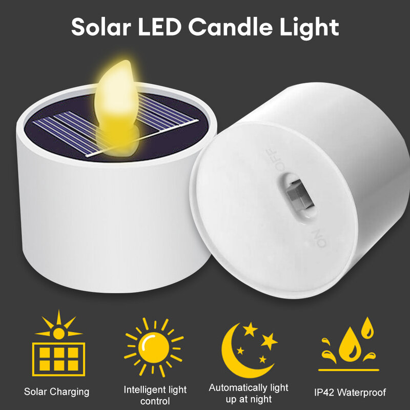 Luz Led Solar de 2 piezas para exteriores, velas sin llama, impermeables, recargables, para Navidad y Halloween