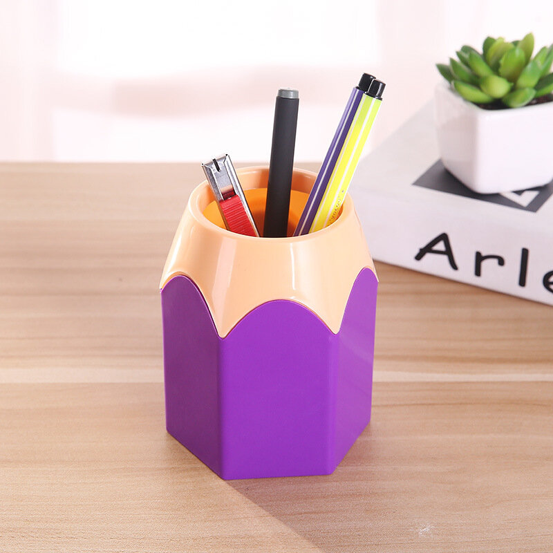 Pot porte-stylo brosse de maquillage en forme de crayon, stockage de papeterie de bureau, fournitures scolaires pour enfants, livraison directe