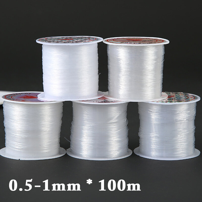 Cordón elástico fuerte de cristal para hacer joyas, cuerda elástica de 100m para hacer collares, pulseras y abalorios, grosor 0,4-1mm