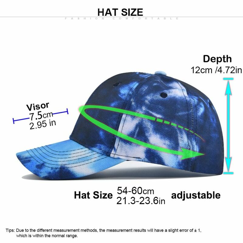 Cotton Baseball Cap Fashion Tie Dye Print Adjustable Peaked Cap Hip-hop Multicolor Sun Visor Hat Summer
