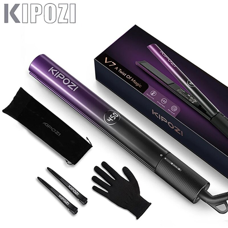 KIPOZI-plancha de pelo eléctrica V7/V5, plancha de hierro con Control constante, calentamiento instantáneo, máquina profesional automática para el hogar