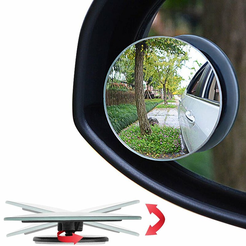 Baru 2 buah kaca spion mobil 360 derajat dapat disesuaikan cermin bulat cermin titik buta reflektif tanpa batas cermin titik buta