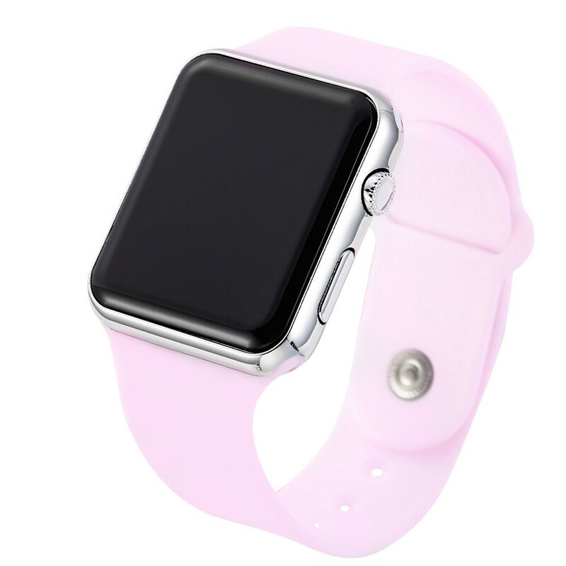 Jam tangan pintar LED baru multiwarna 2023 tali merah muda untuk jam tangan Digital tali silikon jam tangan pria wanita jam tangan pintar