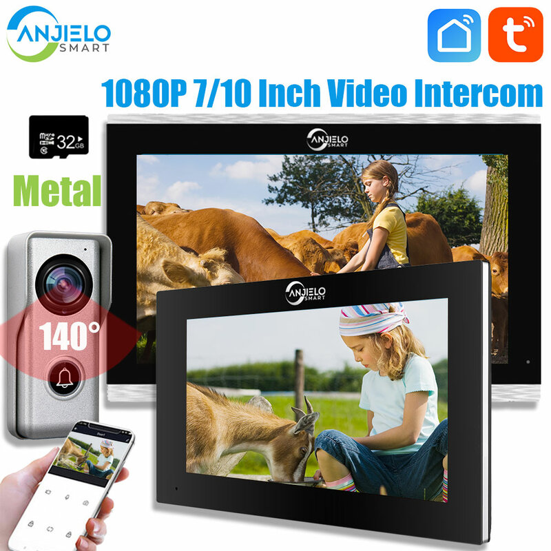 1080P Tuya inteligentne Wifi wideodomofon do systemu domofon do domu dzwonek metalowy 7 Cal 10 ekran dotykowy