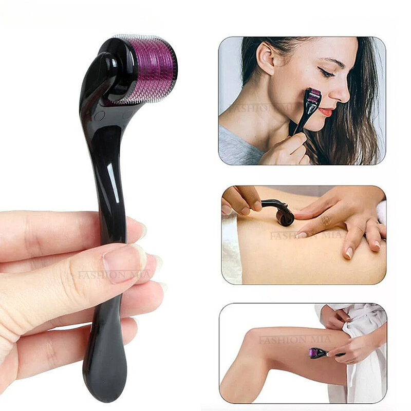 Micro Needle Roller para cuidados com a pele facial Crescimento do cabelo Barba Dermaroller, Microneedle Roller, 540, 0.25mm, 0.3mm