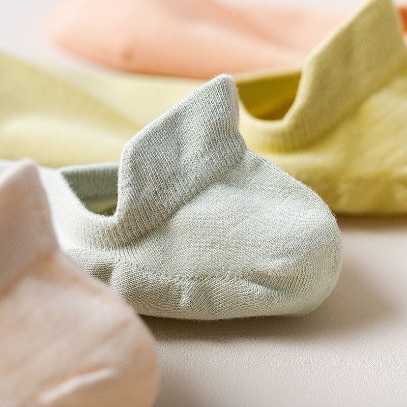 Calcetines tobilleros de algodón con estampado de letras simplificadas para mujer, medias invisibles de boca baja, estilo Kawaii japonés, G114