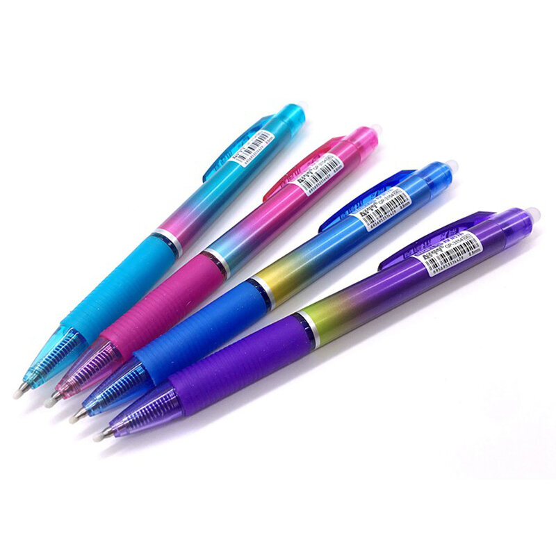 4 pçs/set arco-íris cor apagável caneta 0.5mm azul/preto tinta imprensa esferográfica caneta para escola material de escritório papelaria