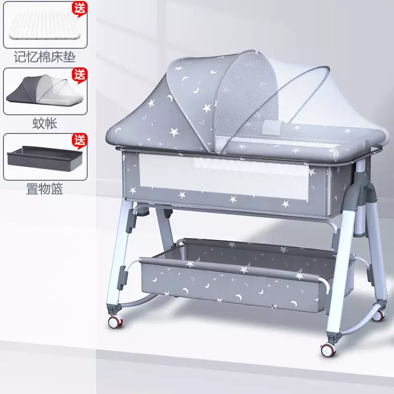 Multifunctional Portable Baby Bed Crib For Newborn Bed Splicing Big Bed Baby Crib Cradle Mobile Foldable
