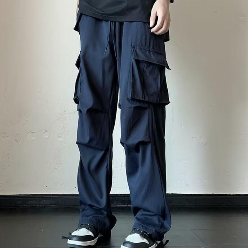 Брюки-карго мужские с карманами, прочные штаны-карго, уличная одежда, эластичная талия, много карманов, в стиле хип-хоп, повседневные