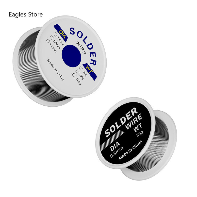 Tin Melt Rosin Core Solder Welding Wire Roll, Soldering Tin, No-clean, Flux 2,0%, 0.8mm, 1.0mm, 30g, 50g, 100g
