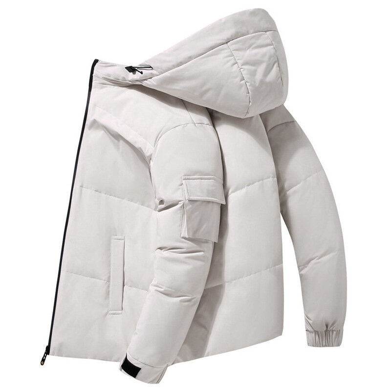 Jaket bulu angsa untuk pria, jaket musim dingin tebal bertudung pendek warna putih bebek bawah hangat santai 2023 untuk pria