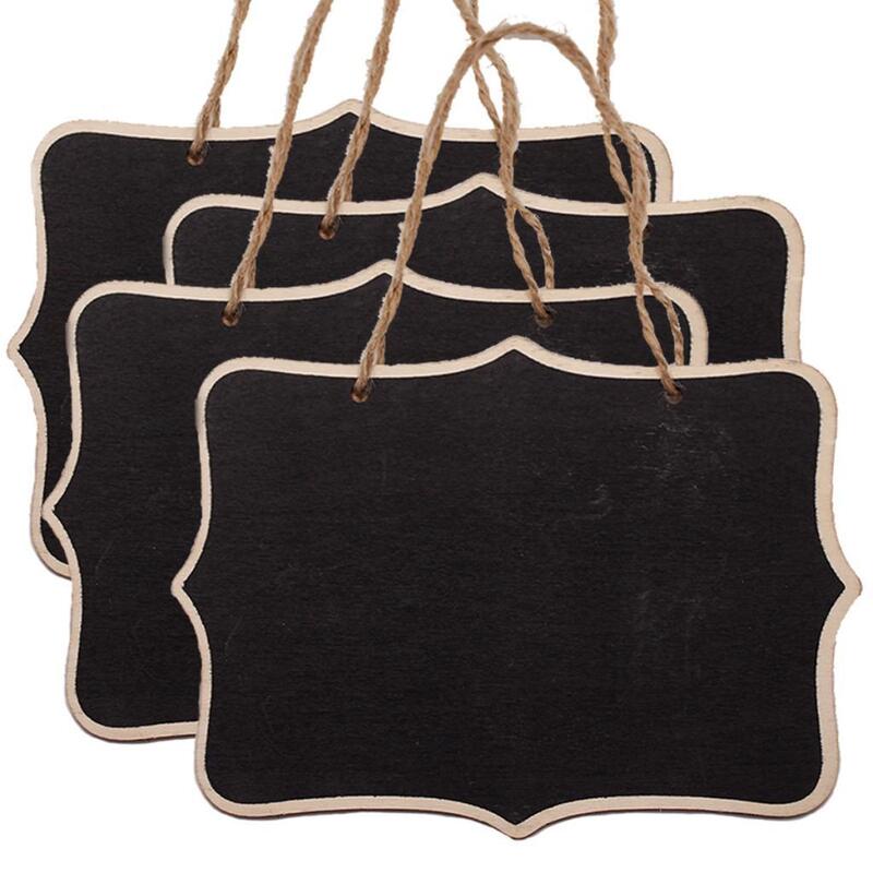 กระดานข้อความกระดานดำแบบแขวนทำจากไม้ขนาดเล็กสองด้านจำนวน4ชิ้น