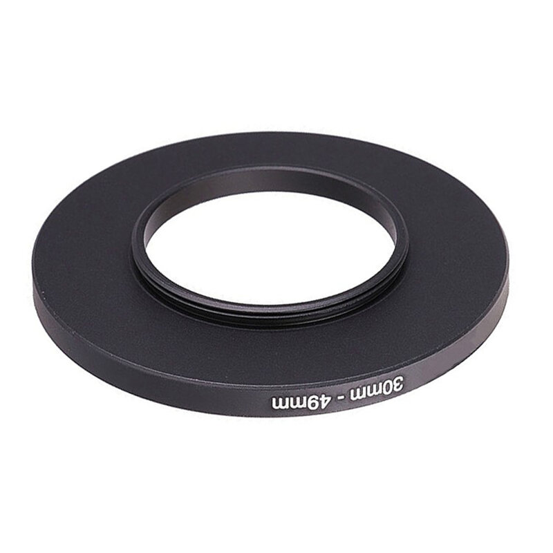Alumínio preto Step Up Filter Ring, 30mm-49mm, 30-49mm, adaptador de filtro para Canon, Nikon, Sony DSLR Camera Lens