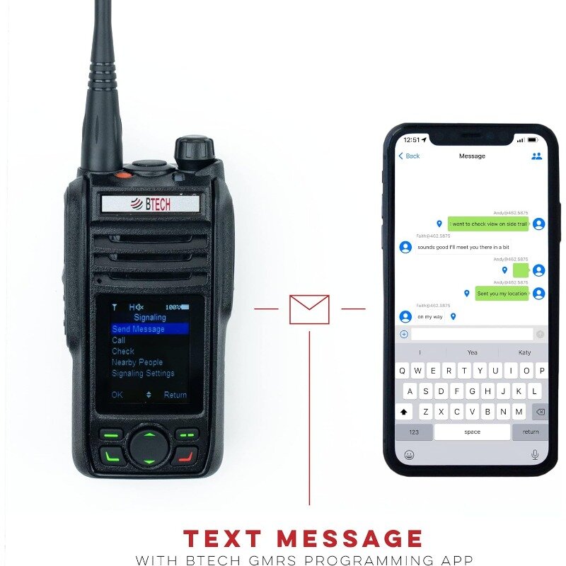 BTECH GMRS-PRO IP67 Radio sommergibile con messaggi di testo e condivisione della posizione, GPS, Audio Bluetooth, bussola, avvisi meteo NOAA, Dual