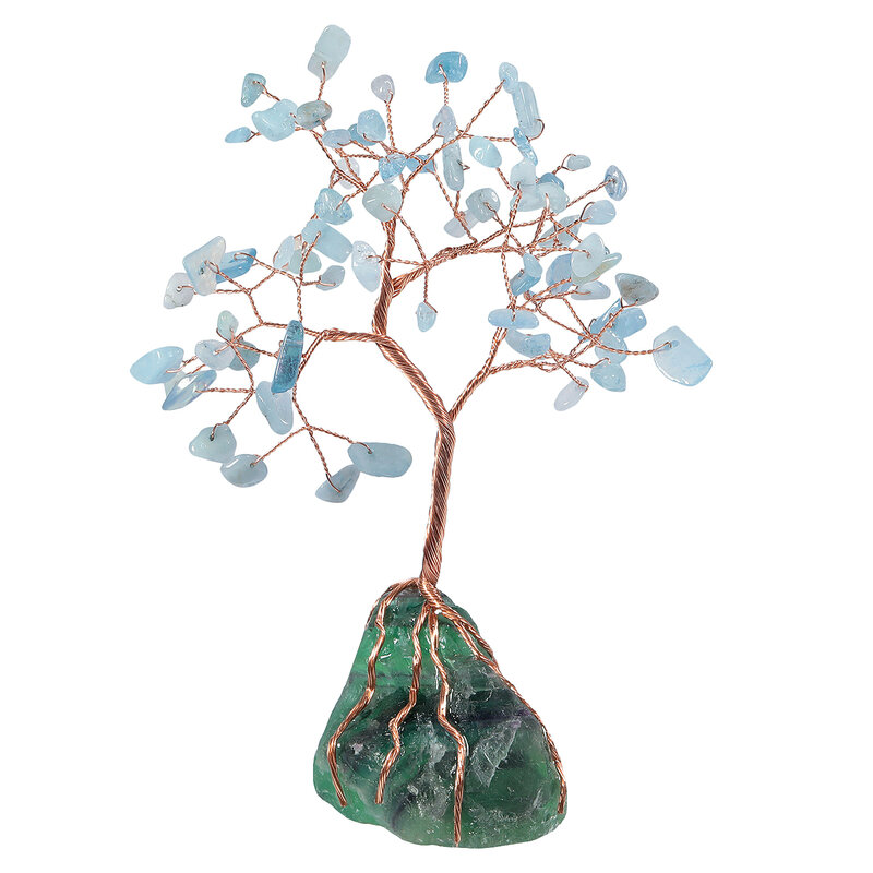 Натуральное кристаллическое денежное дерево с необработанным флюоритом, восстанавливающий драгоценный камень для удачи и богатства, украшение для дома