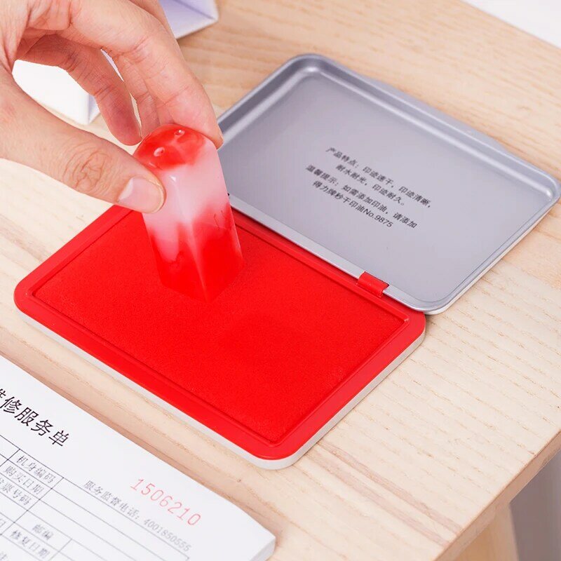DELI 1 pz rosso quadrato Inkpad finanza forniture Quick Dry impermeabile timbro Pad per sigilli timbro Pad forniture per ufficio di alta qualità