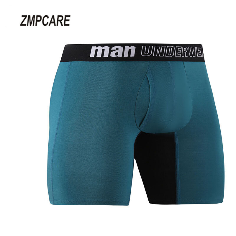 Calções boxer masculino de fibra de bambu, cuecas cintura média, cintura aberta, roupa íntima longa de algodão, plus size, 5XL, 6XL, 7XL